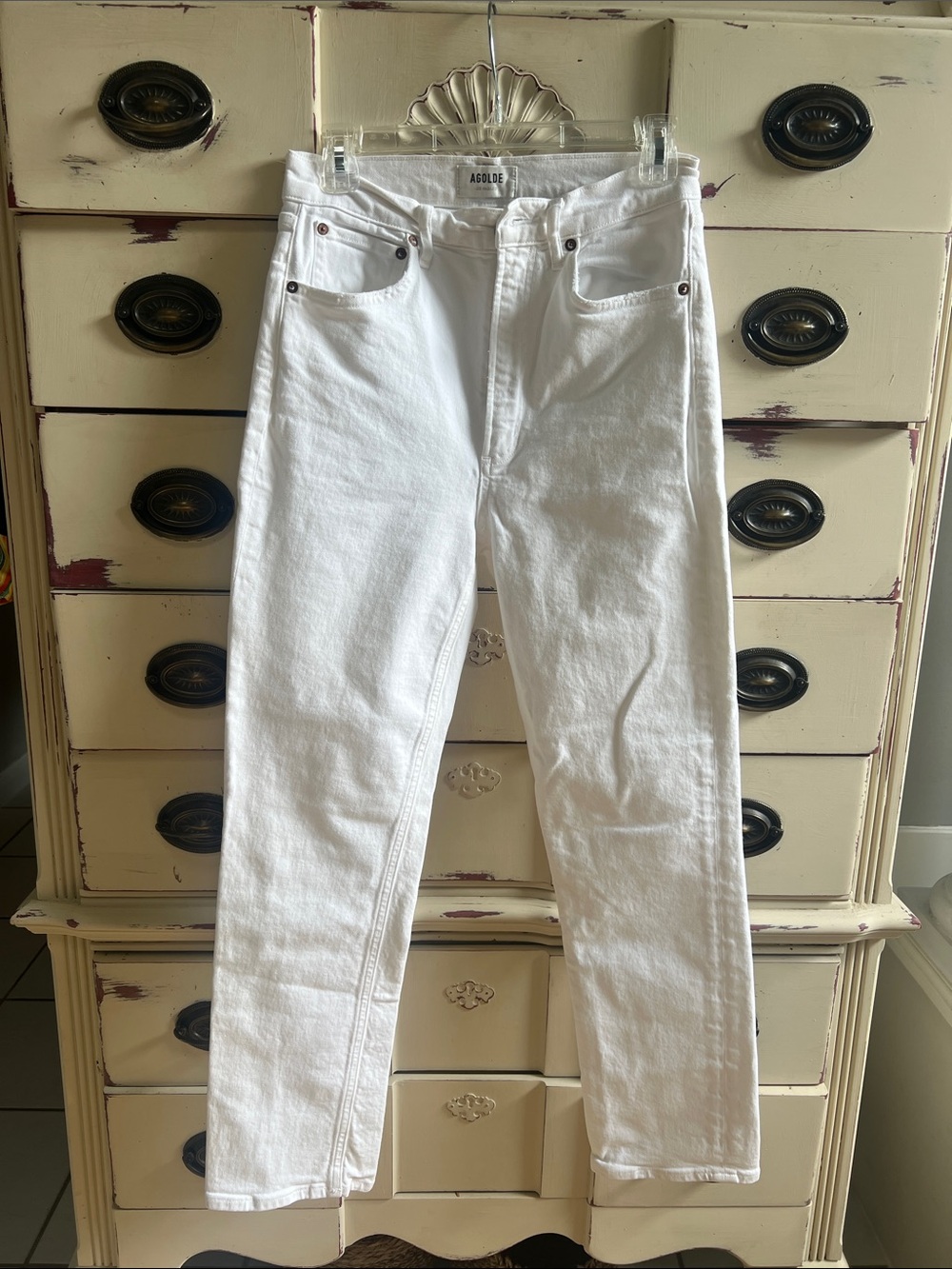 Agolde White High-Rise Straight-Leg Jeans